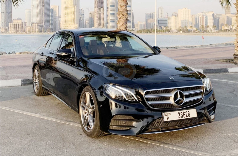 Black Mercedes Benz E200 2019 for rent in Dubai 6